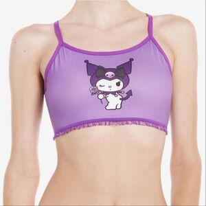 Kuromi Rose Lace Ruffle Bralette